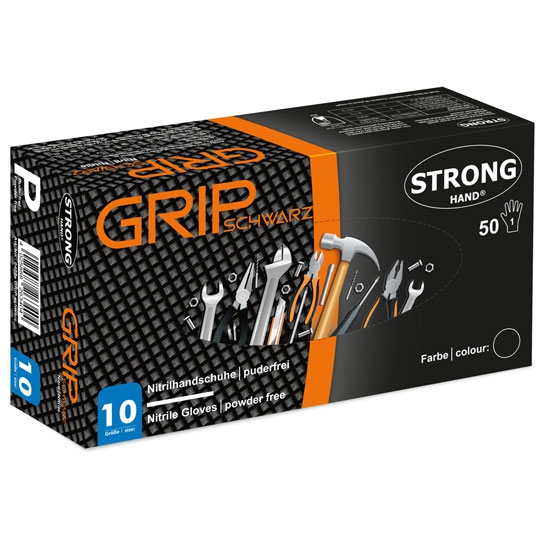 GRIP Nitrilhandschuhe Stronghand – Schwarz – Größe L